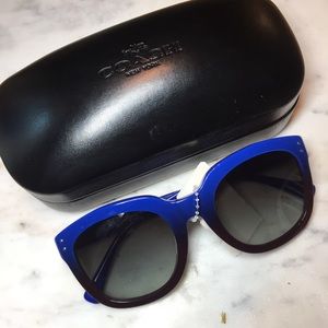 COACH Blue Red Casey Sunglasses with Case